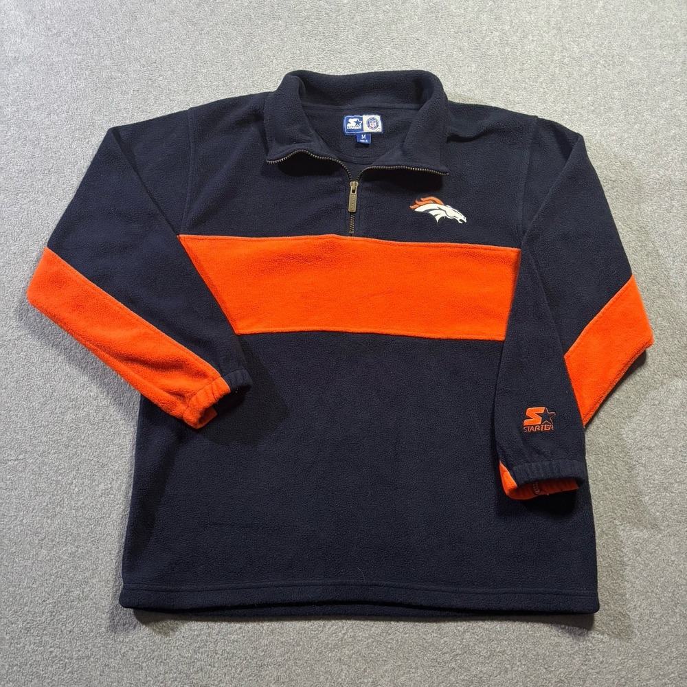 Vintage Starter Denver Broncos NFL 1/4 Zip Fleece Pullover Jacket Men's Medium